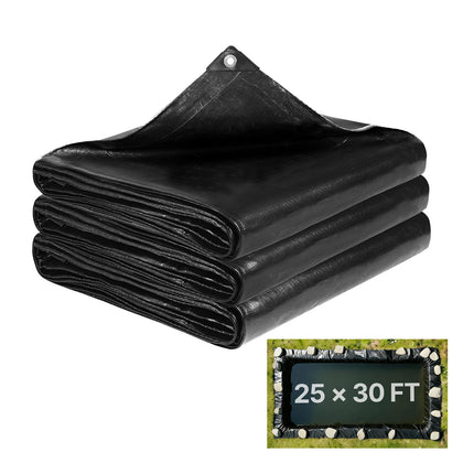 VEVOR pond liner 25x30 ft laid out for a durable outdoor pond.