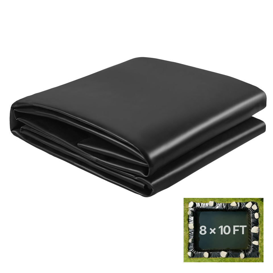 VEVOR pond liner laid flat, 8x10 ft EPDM sheet for easy pond sizing