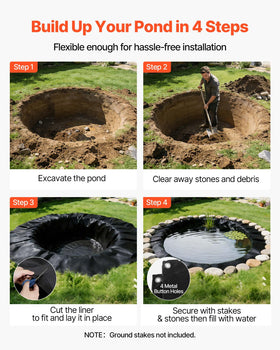 VEVOR hemmed edge provides secure, neat lining along pond borders