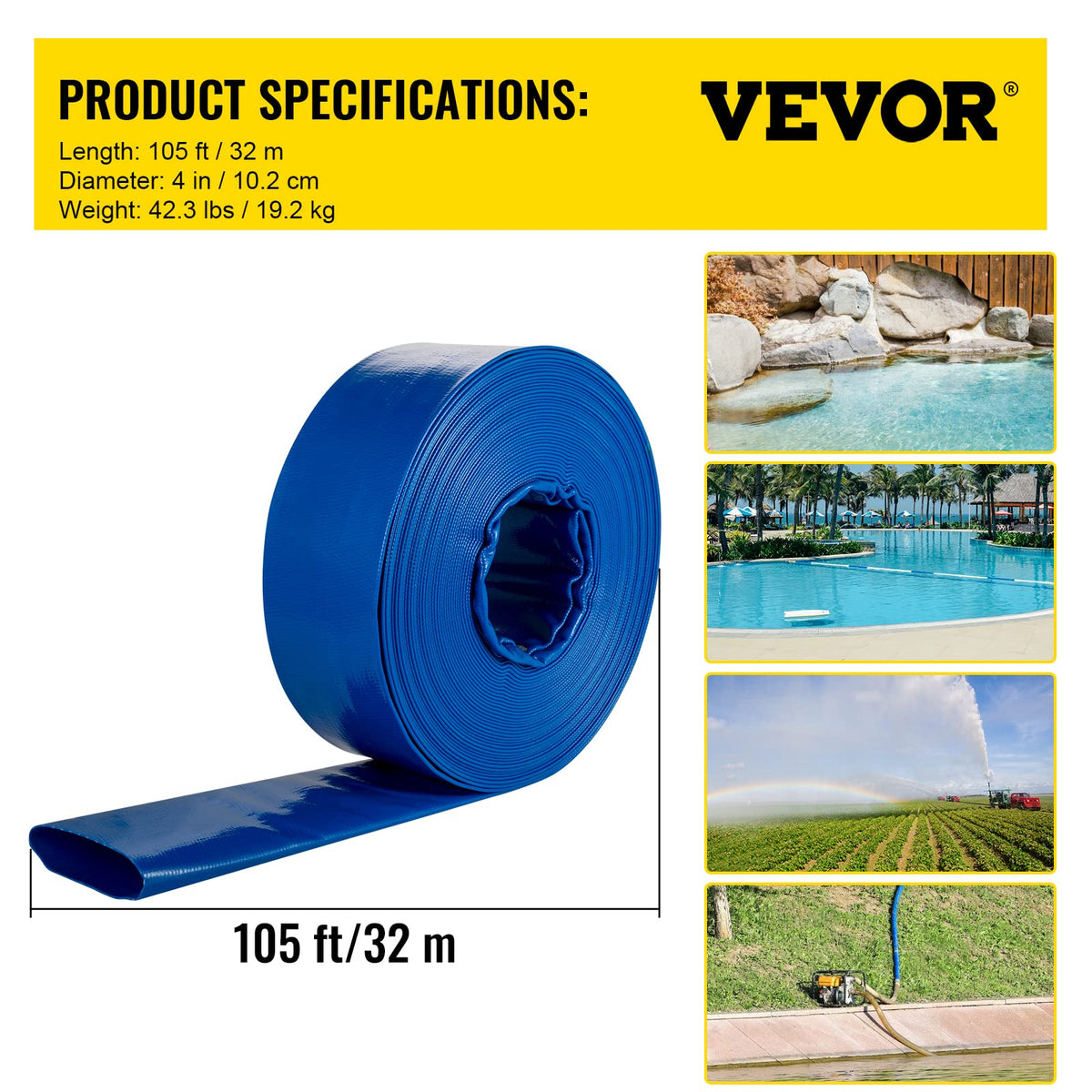 VEVOR discharge hose used for pool drainage