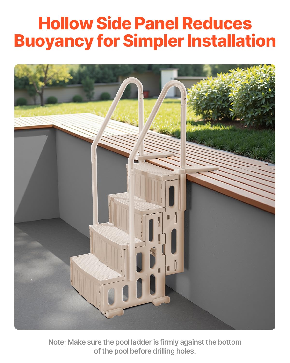VEVOR pool ladder supports up to 400 lbs, versatile use.