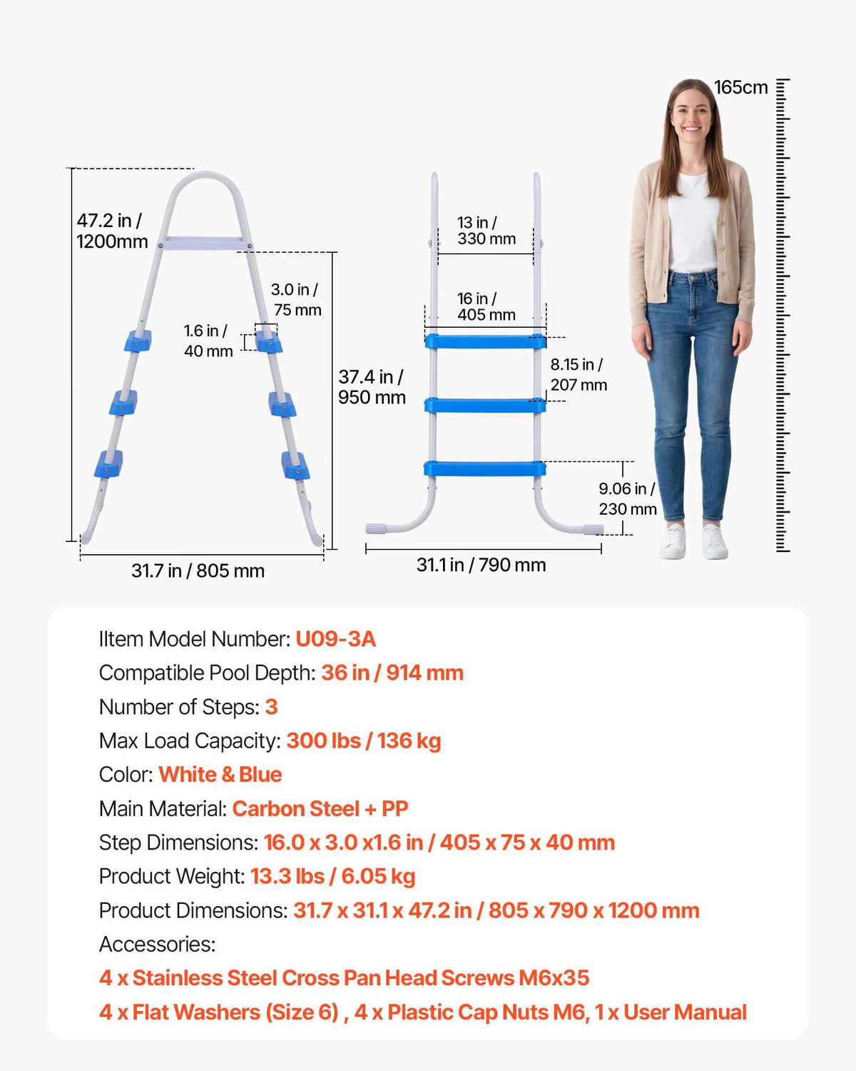 VEVOR pool ladder includes all parts for quick setup