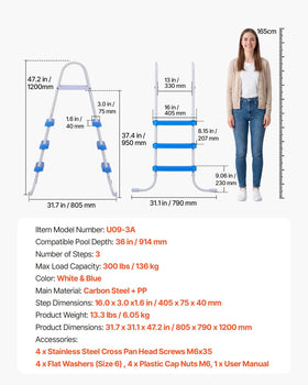 VEVOR pool ladder includes all parts for quick setup