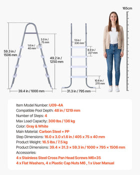 VEVOR ladder offers ergonomic handrails for a comfortable grip.