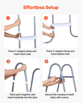 VEVOR ladder includes rubber grip feet to protect surfaces and prevent slipping.