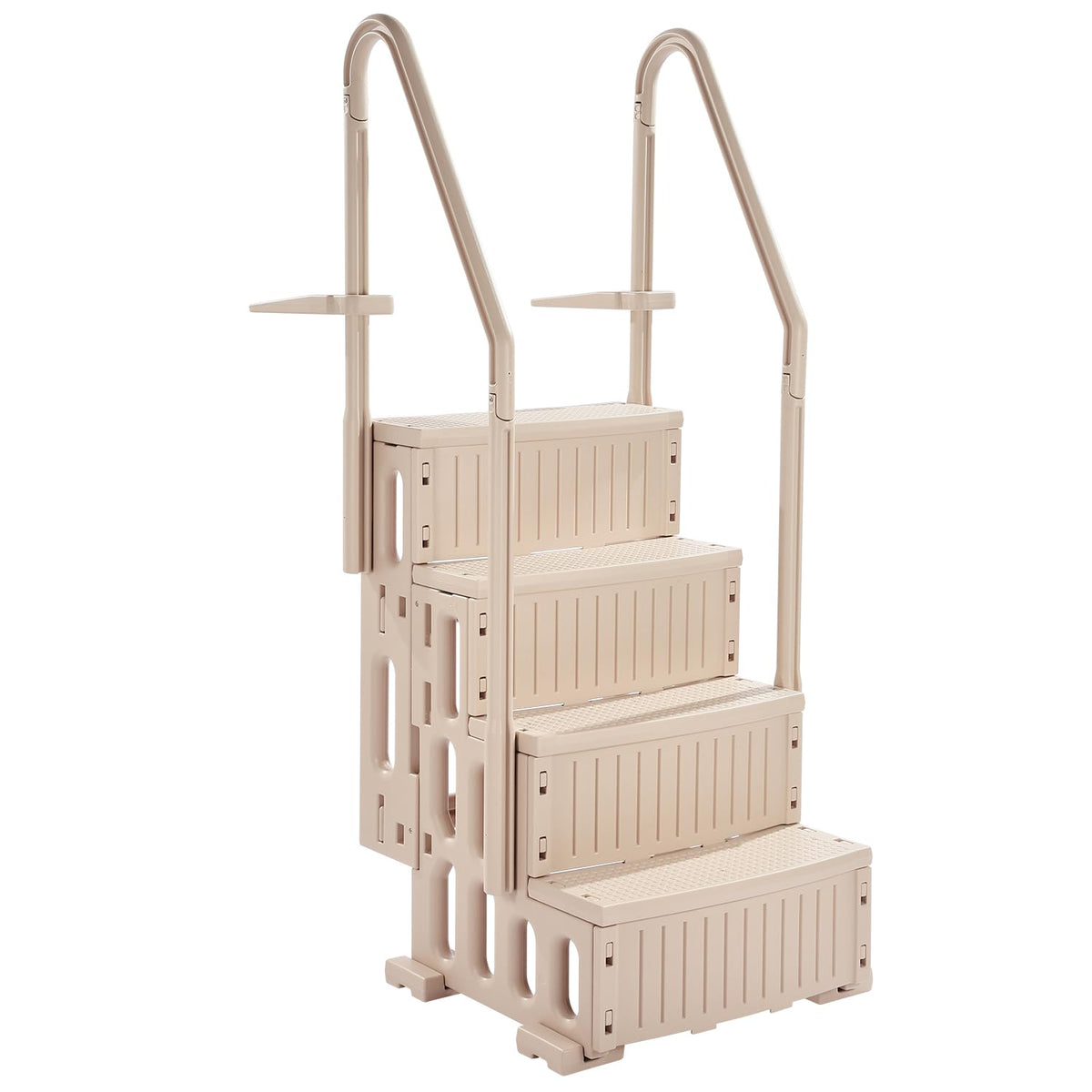 VEVOR taupe-finish pool ladder blends with outdoor spaces.
