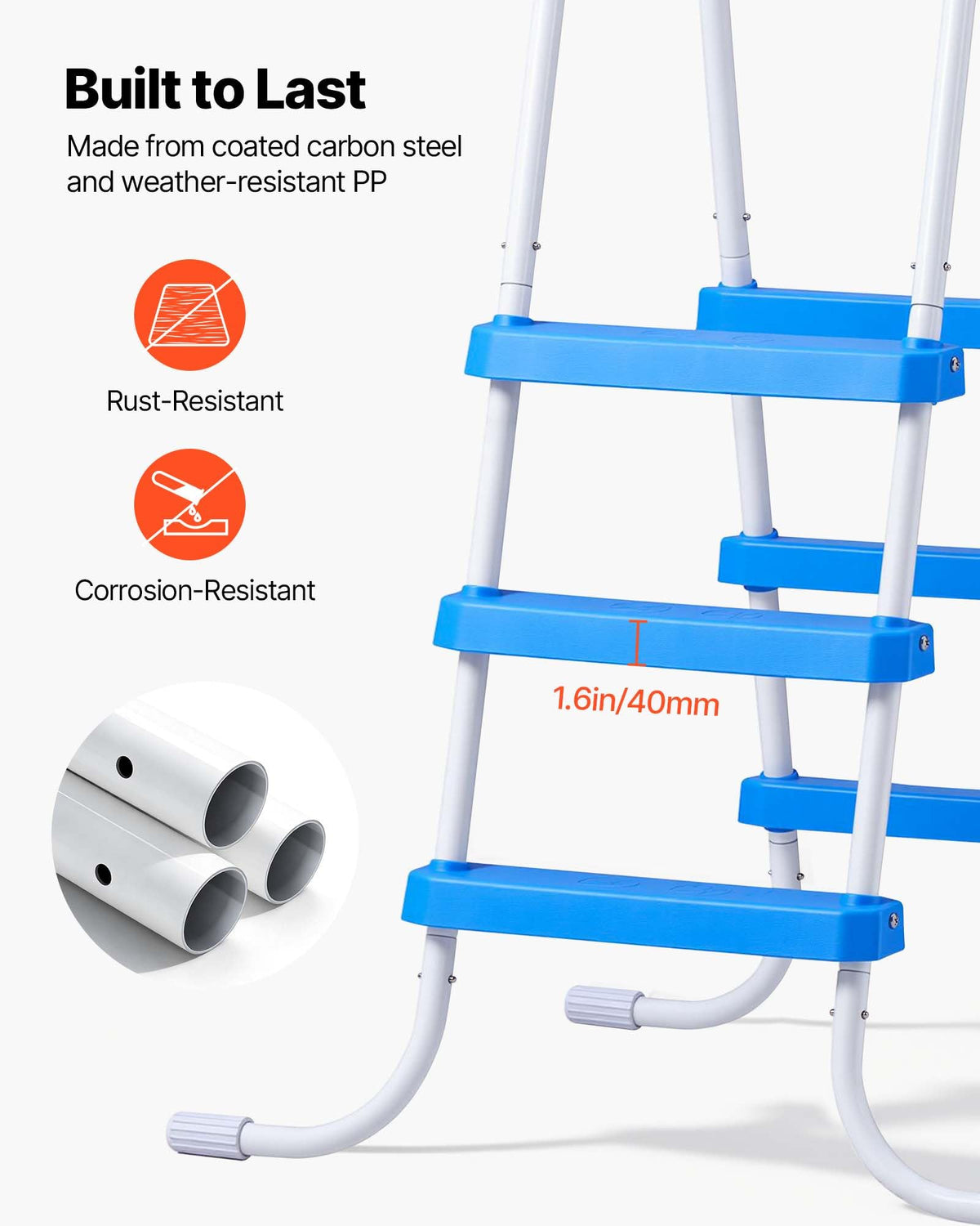 VEVOR pool ladder textured steps for secure footing