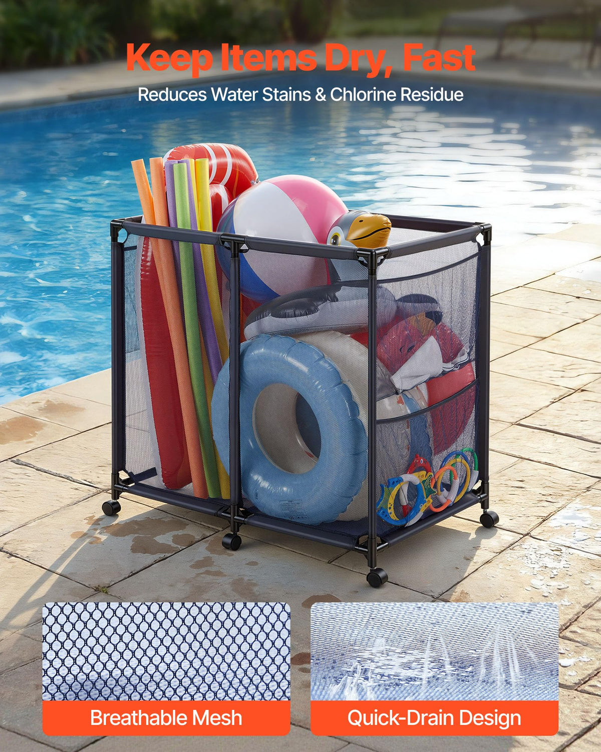 VEVOR pool storage bin heavy-duty metal frame supports bulky pool toys