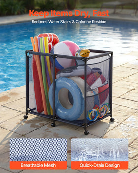 VEVOR pool storage bin heavy-duty metal frame supports bulky pool toys