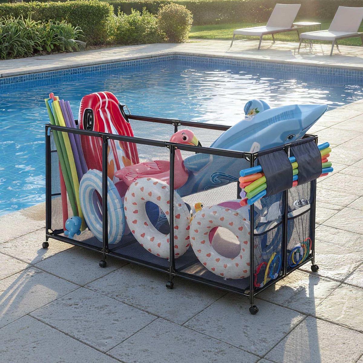 VEVOR Pool Storage Bin outdoor-ready design resists moisture and chlorine.