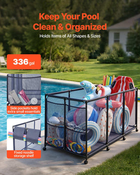 VEVOR Pool Storage Bin side pocket detail keeping goggles within easy reach.