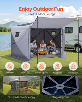 VEVOR pop-up gazebo back view shows removable top and included carry bag.