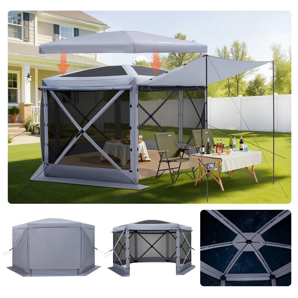 VEVOR pop-up gazebo 12x12 front view offering shade for outdoor gatherings.