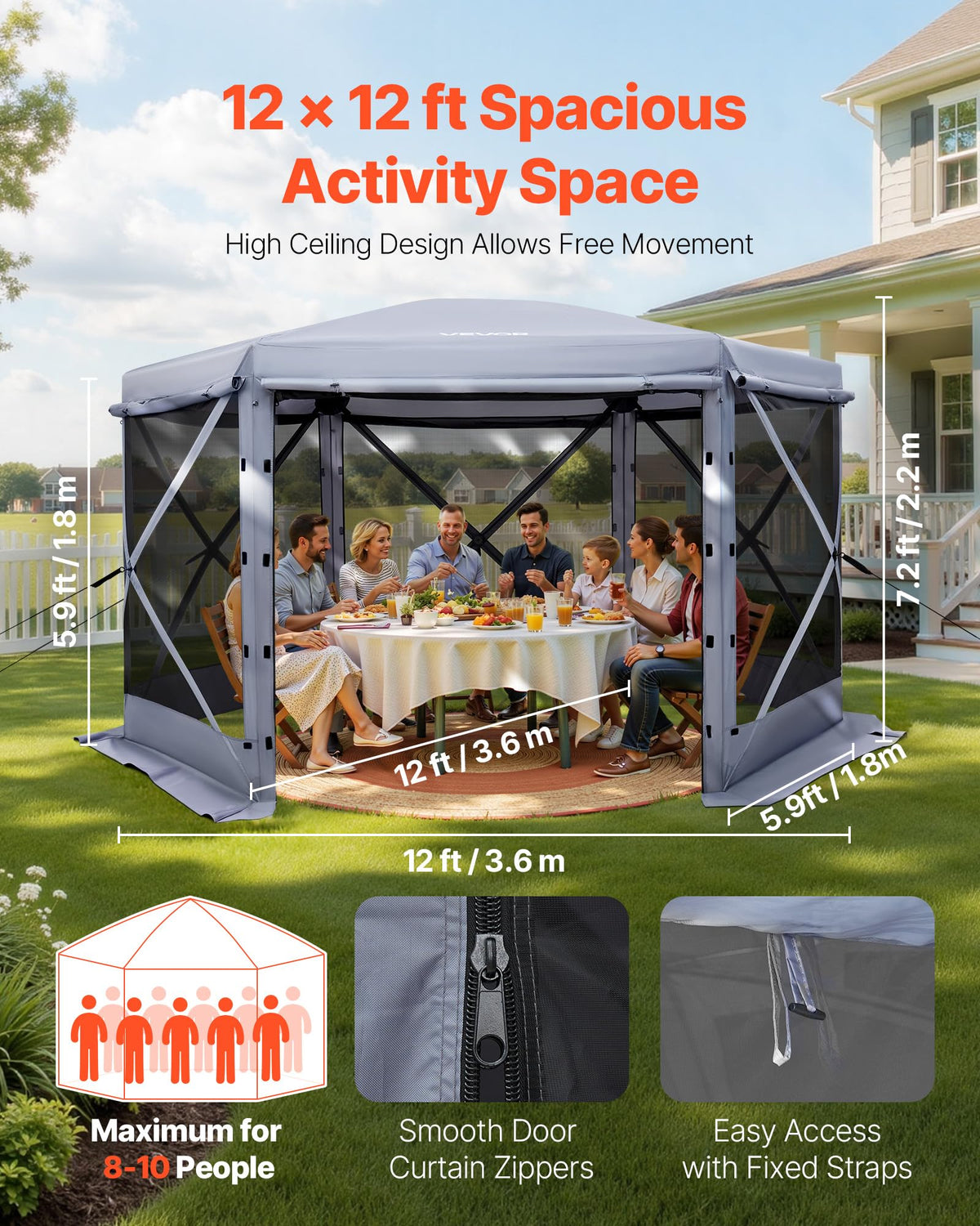 VEVOR gazebo with side panel closed for wind protection during events.