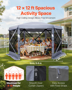 VEVOR gazebo with side panel closed for wind protection during events.