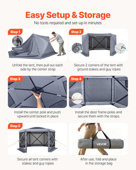 VEVOR pop-up canopy 12x12 with sunshade panels for shade and privacy.