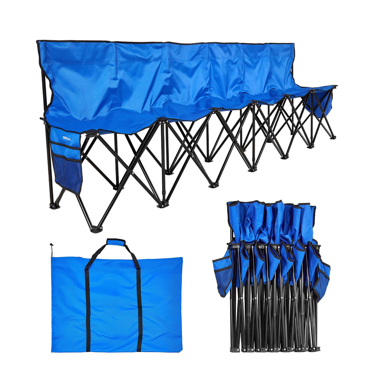 VEVOR portable folding bench with 6-seat seating for sideline setups.
