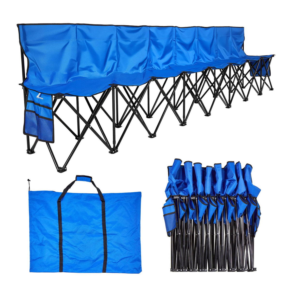 VEVOR 8-seat bench opened for sideline seating with backrest