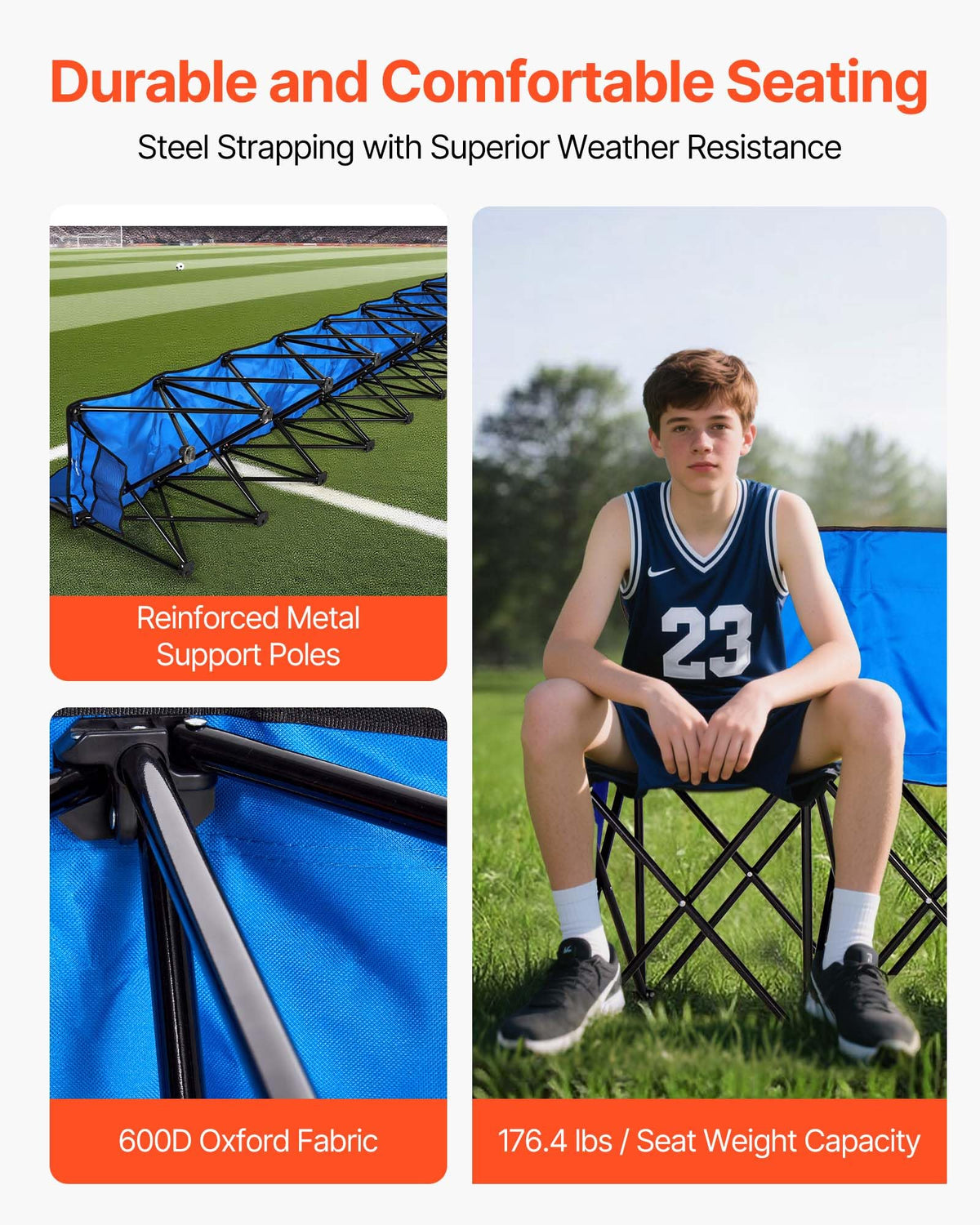 Durable 600D fabric and iron frame of the VEVOR bench
