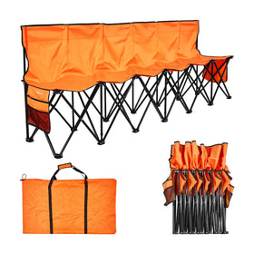 VEVOR portable folding bench, six-seat orange sideline seating for teams