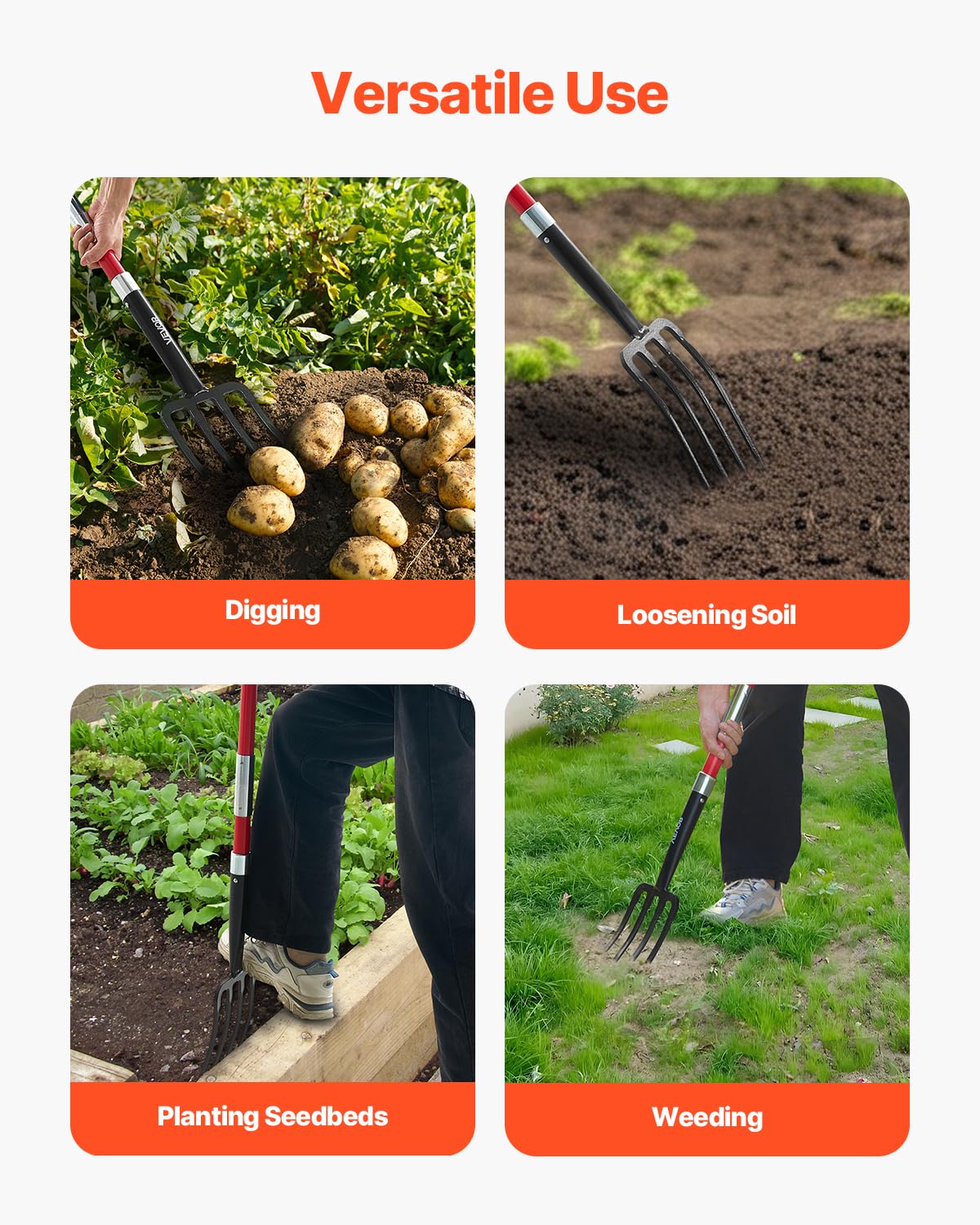 VEVOR Potato fork use for turning potatoes and root crops without damage
