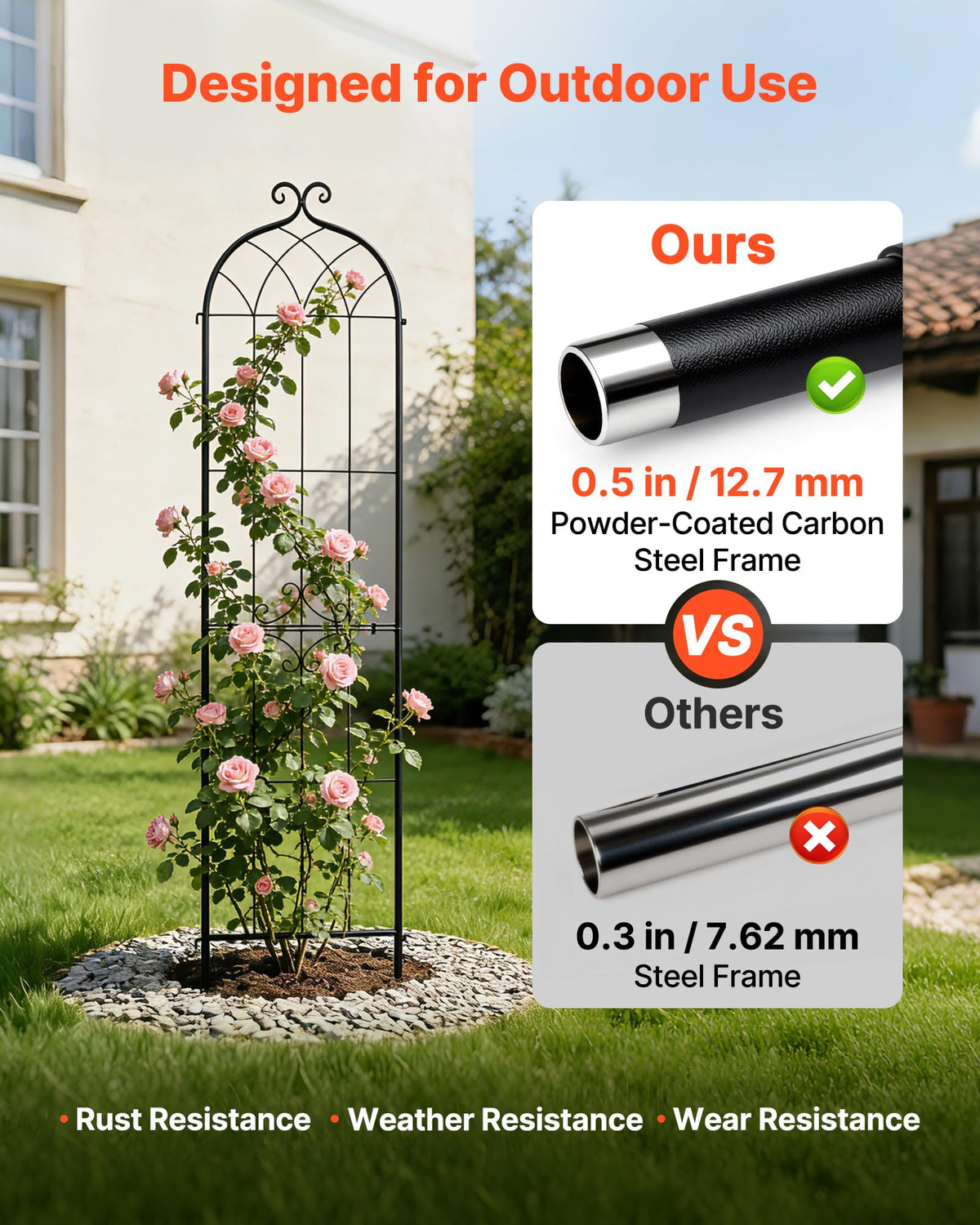 VEVOR powder-coated trellis resists rust for outdoor durability