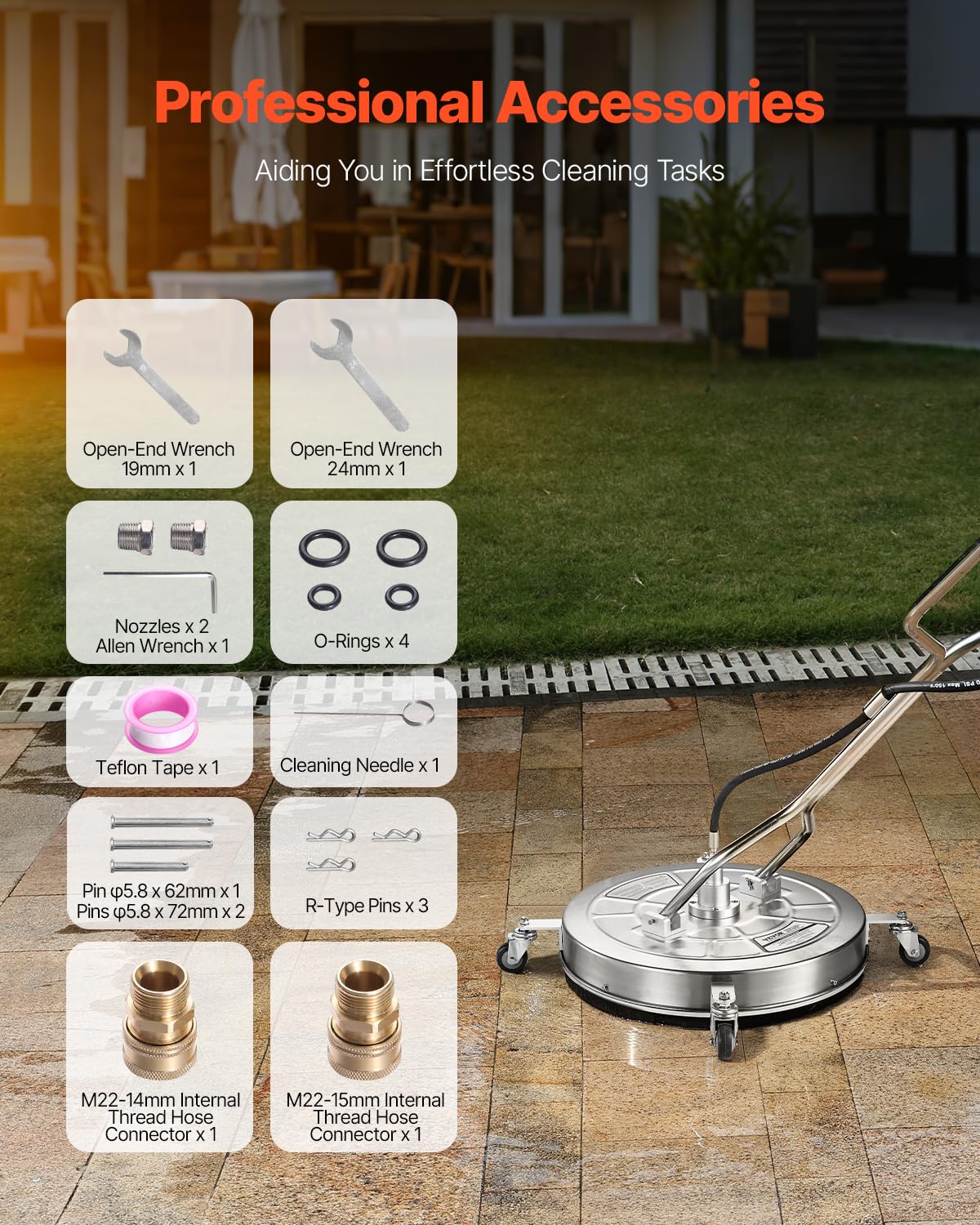 VEVOR pressure washer attachment for concrete generates thorough clean