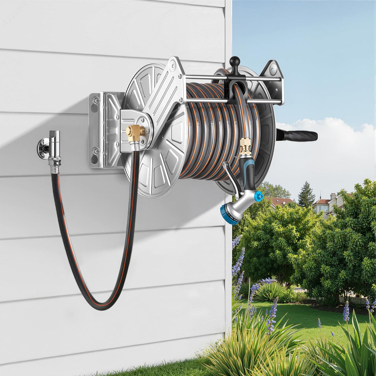 VEVOR professional-grade hose reel supports long-term outdoor tasks.