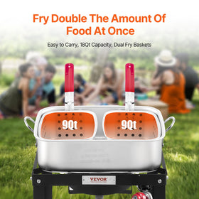 VEVOR fish fryer pot with thermometer for precise temperatures during frying.