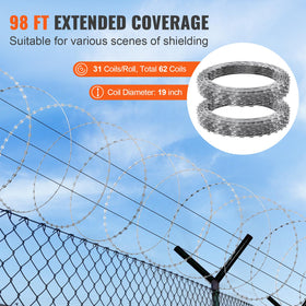 VEVOR Razor Wire blade width 0.98 inches enhances boundary protection.
