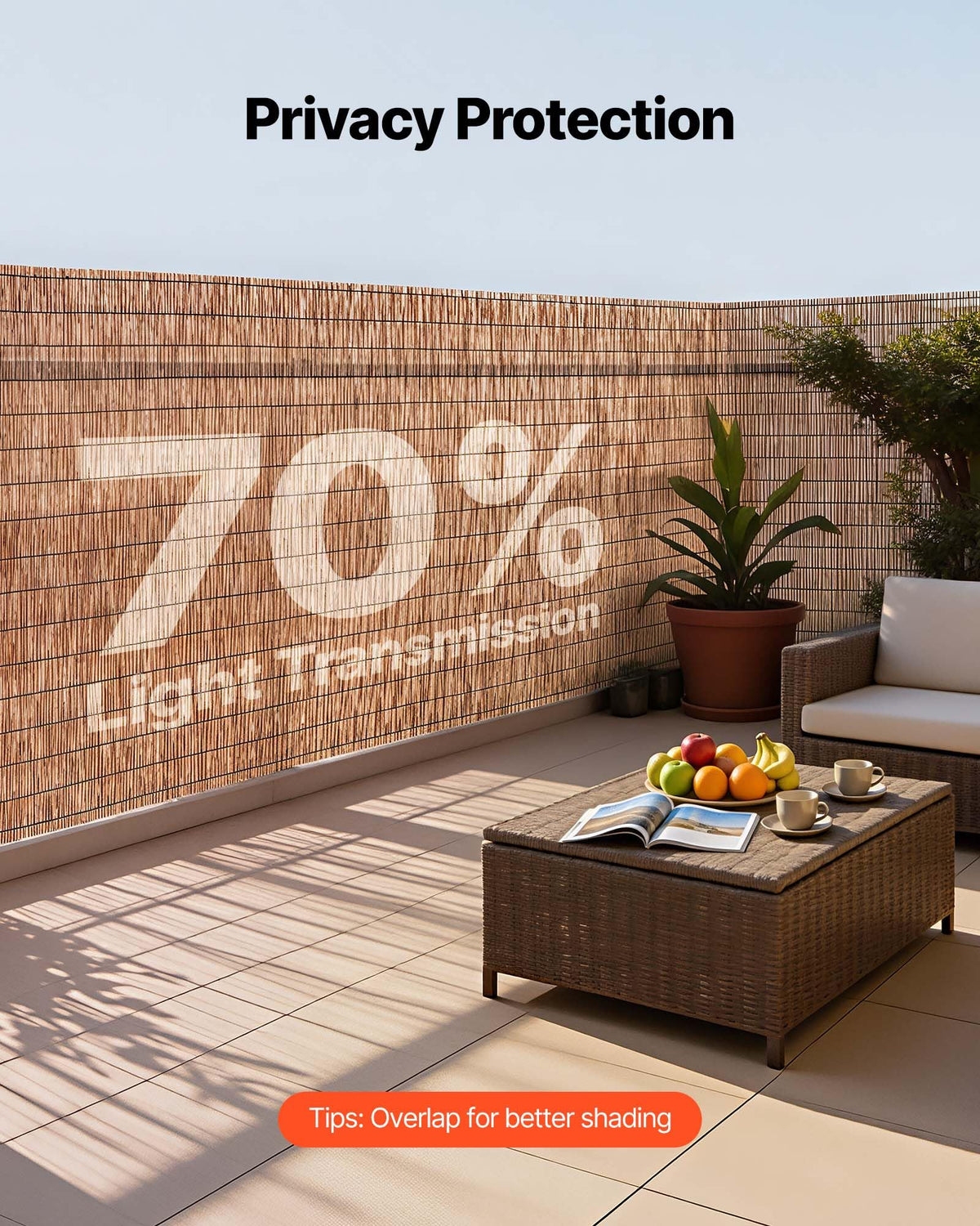 VEVOR reed fence allowing airflow while providing shade