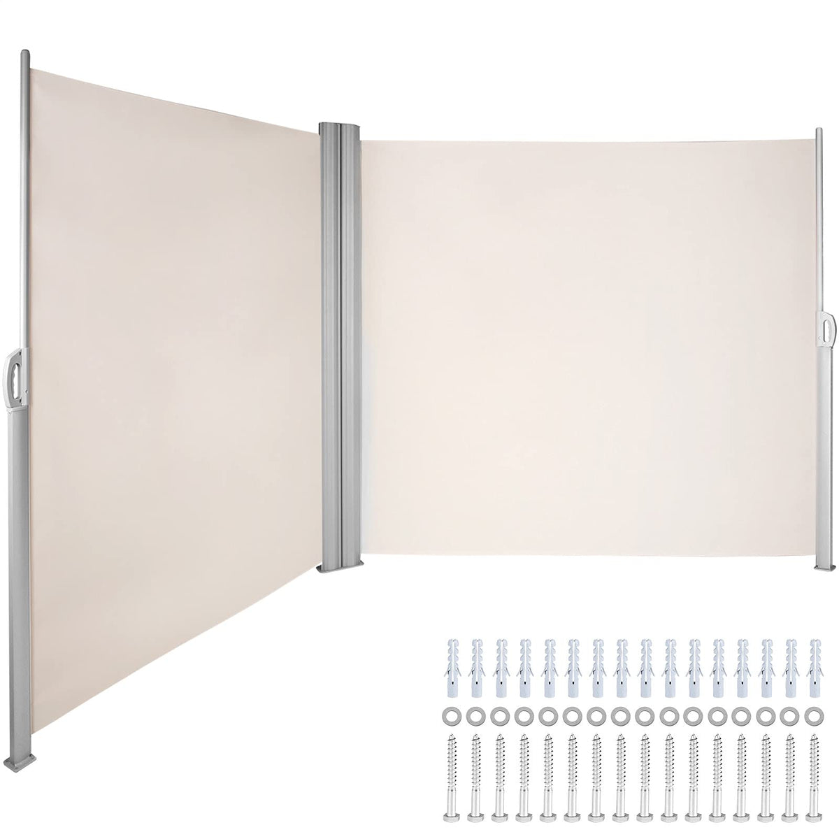 VEVOR retractable side awning beige patio provides privacy and shade.
