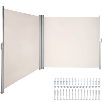 VEVOR retractable side awning beige patio provides privacy and shade.