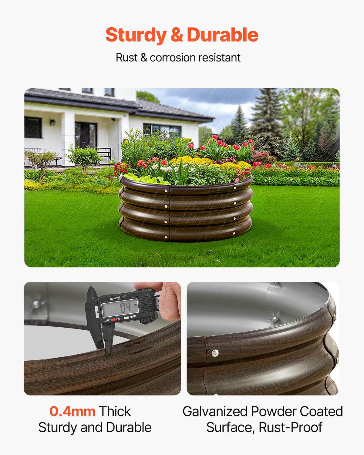 Safety design with rolled edges on the VEVOR raised bed
