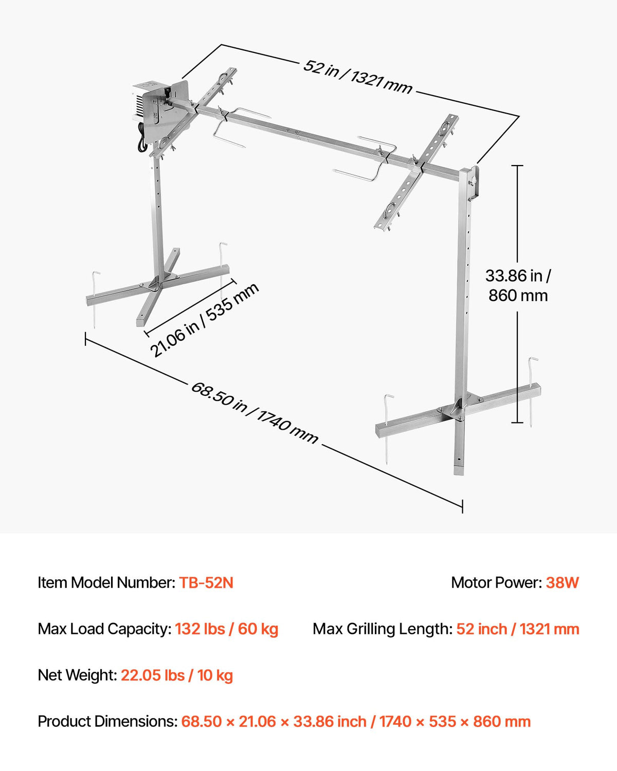 Portable VEVOR rotisserie kit for outdoor events