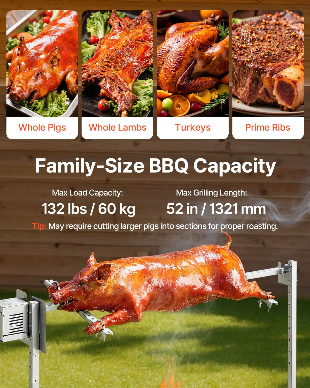 Stainless steel build of VEVOR rotisserie for rust resistance