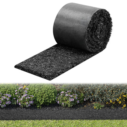 VEVOR rubber mulch mat roll front view, durable edging for clean garden borders.