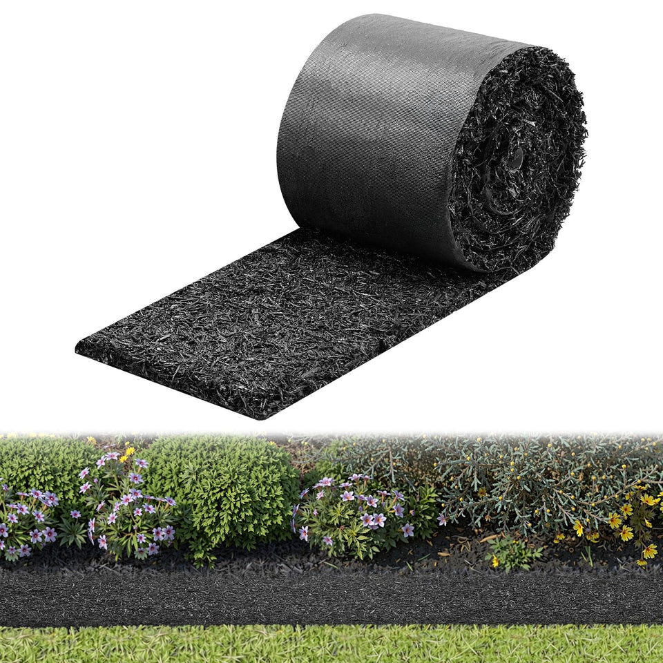 VEVOR rubber mulch mat roll front view, durable edging for clean garden borders.