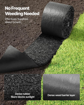 VEVOR rubber mulch mat roll installed on a pathway showing easy lay-flat setup.