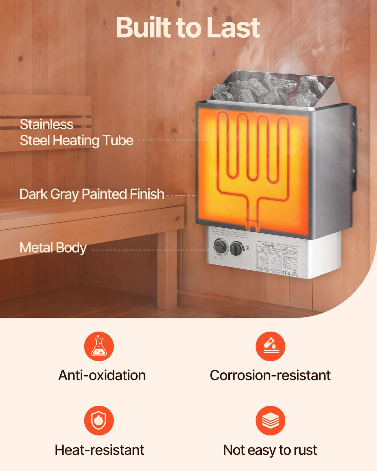 VEVOR sauna heater installation clearance demonstrates space-saving mounting