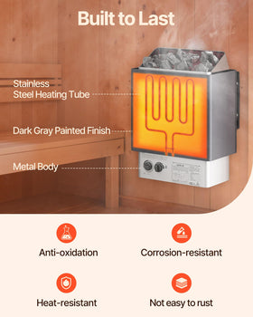 VEVOR sauna heater installation clearance demonstrates space-saving mounting