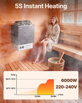 VEVOR sauna heater side panel shows robust corrosion-resistant shell