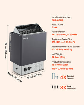 VEVOR sauna heater wall-mount bracket enables quick install
