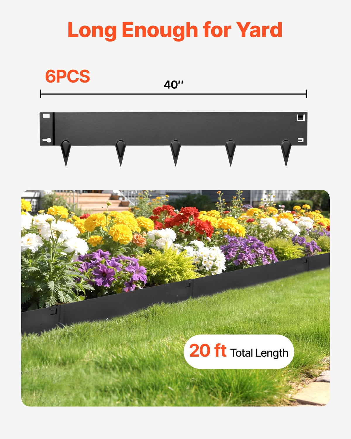 VEVOR secure-link edging keeps panels aligned along walkways and beds.