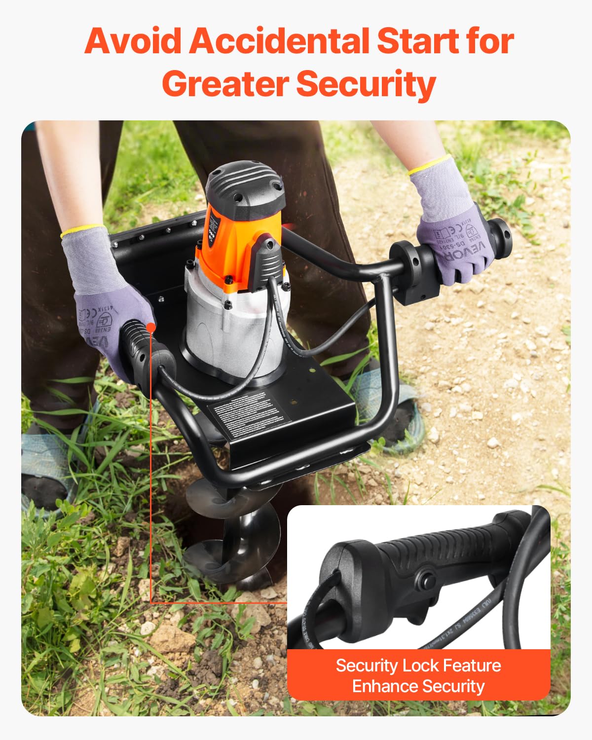 VEVOR security lock design prevents accidental startups during operation