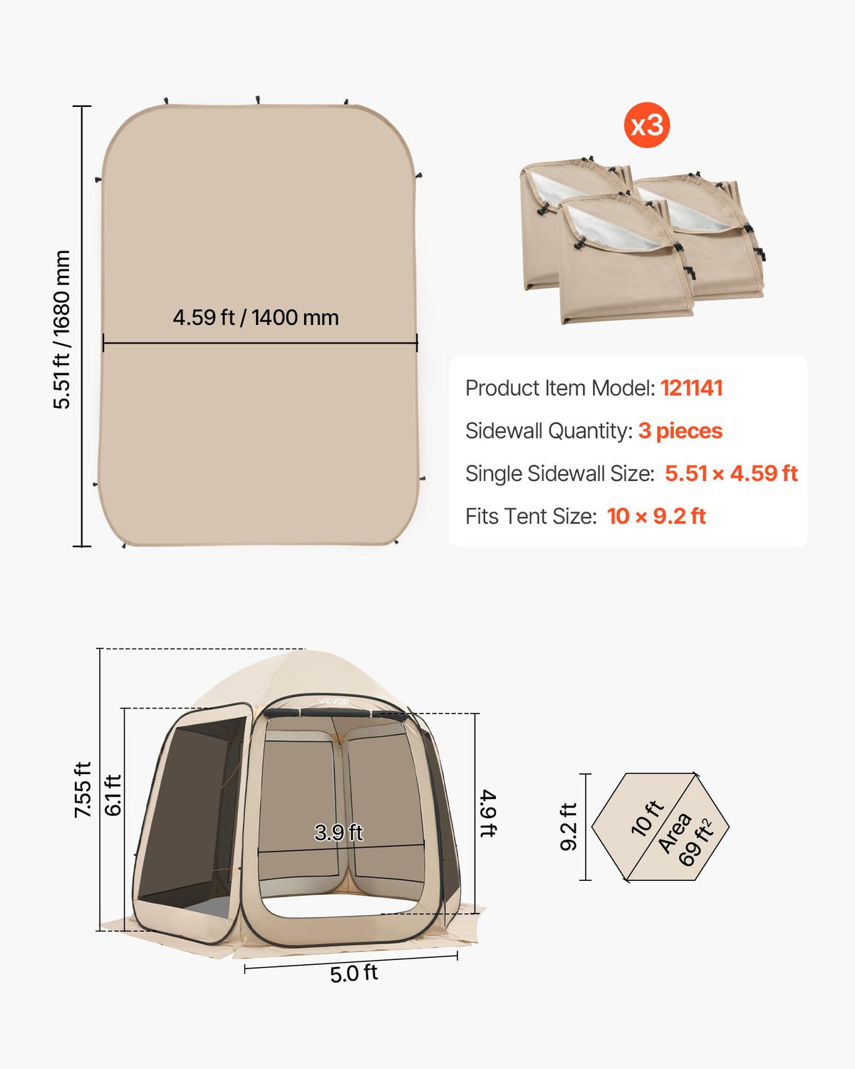 VEVOR sidewalls suit backyard gatherings with comfortable shade.