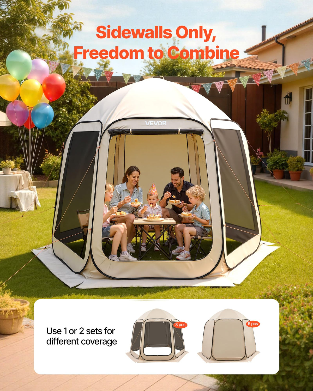 VEVOR modular shade setup supports flexible sun direction coverage.