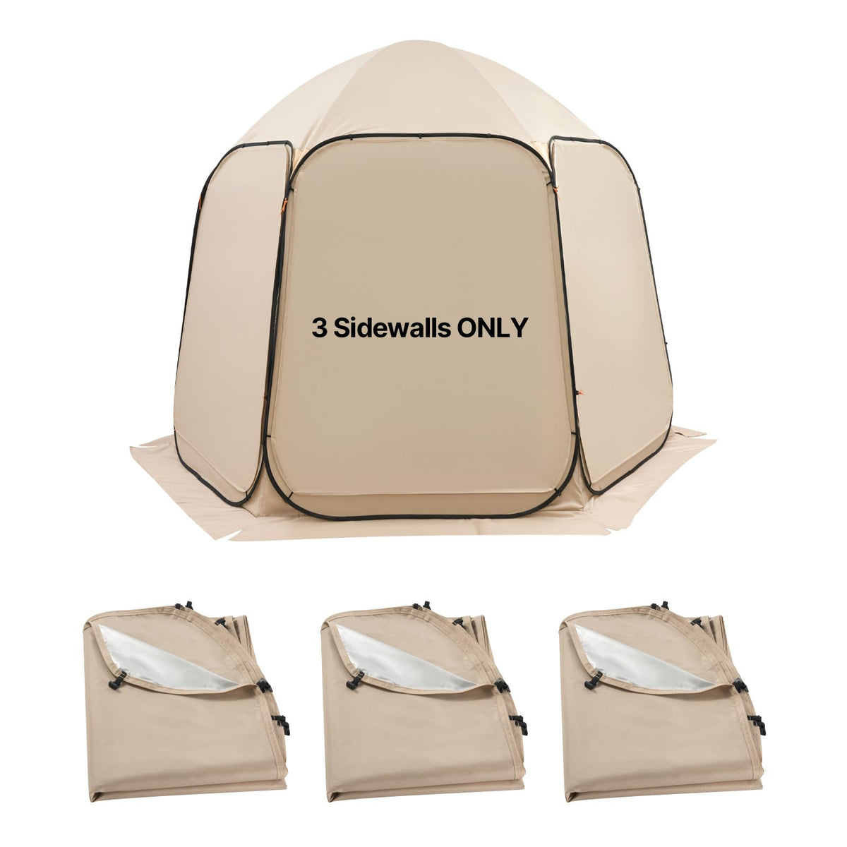 VEVOR sidewalls provide full edge-to-edge shade for the 10x9.2 ft tent.