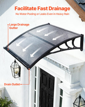 VEVOR smoky gray door awning cover protects from sun and rain at the entrance