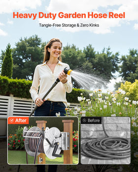 VEVOR space-saving design keeps hoses neatly stored on the wall.